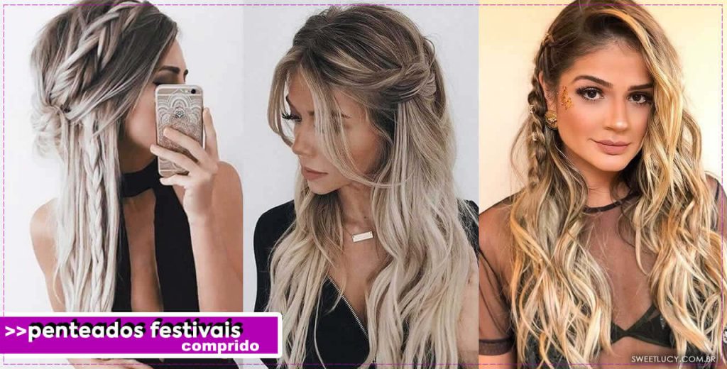 penteado para os festivais brasileiros cabelo comprido e preso